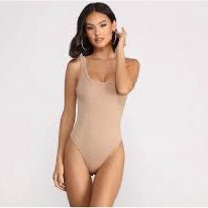 Abercrombie & Fitch Beige Ribbed Bodysuit